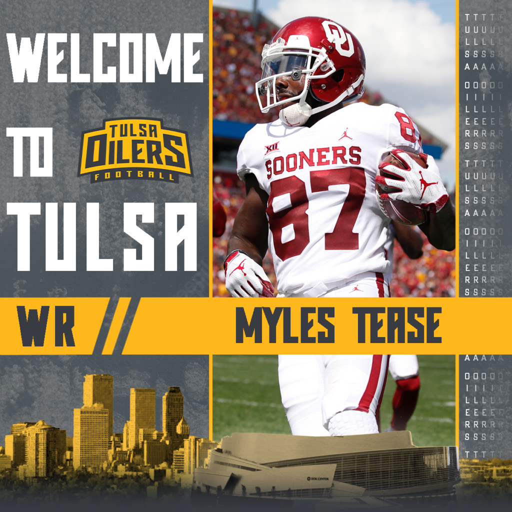 Former Sooner Myles Tease signs with Tulsa Oilers Football